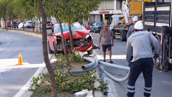 Otomobil Aydınlatma Direğine Çarptı