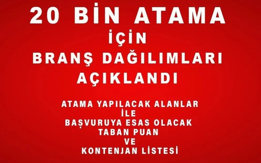 20 Bin Öğretmen Ataması İçin Kontenjanlar Belli Oldu