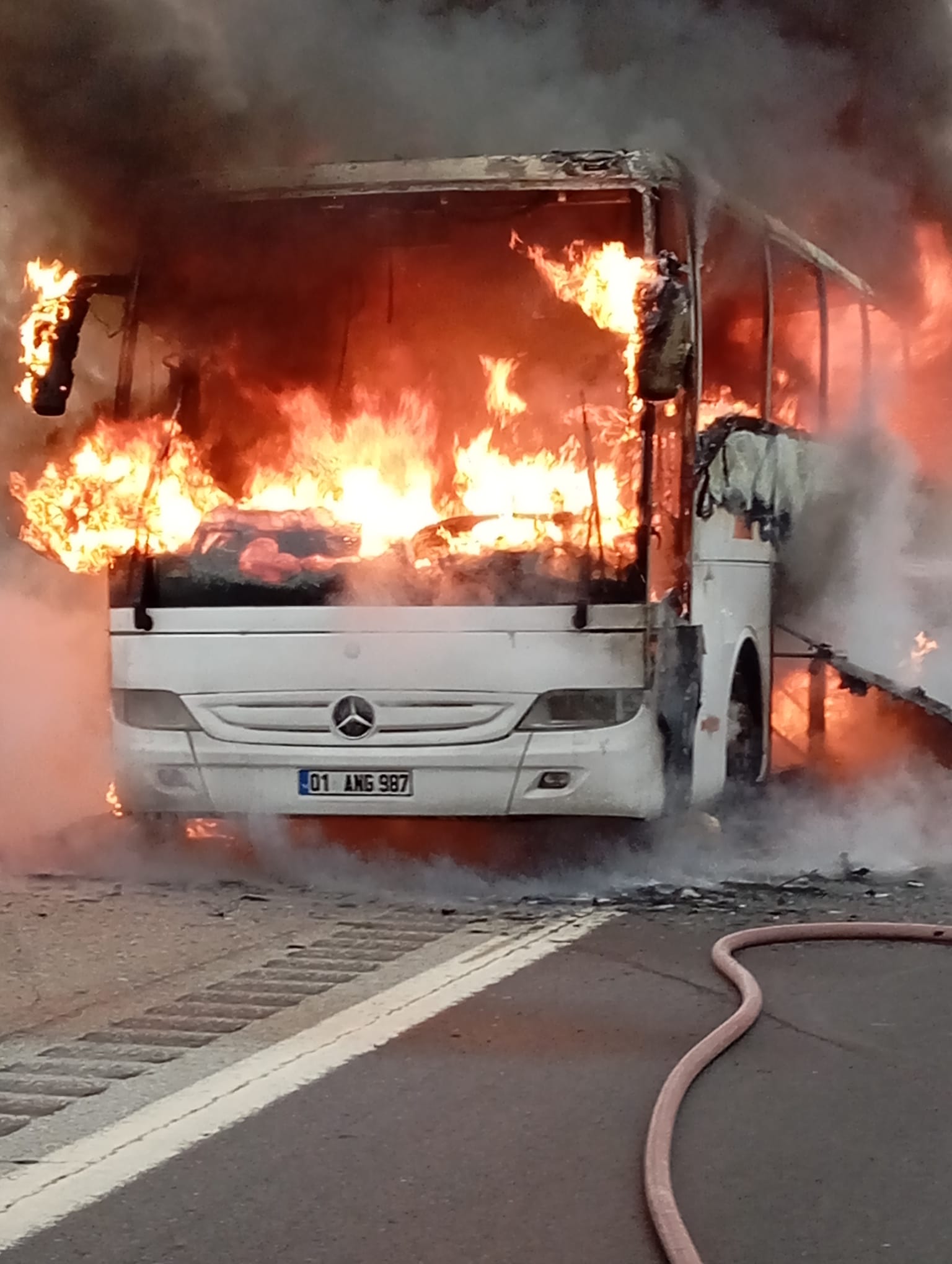 Samsun-Adana Otobüsü Alev Alev Yandı