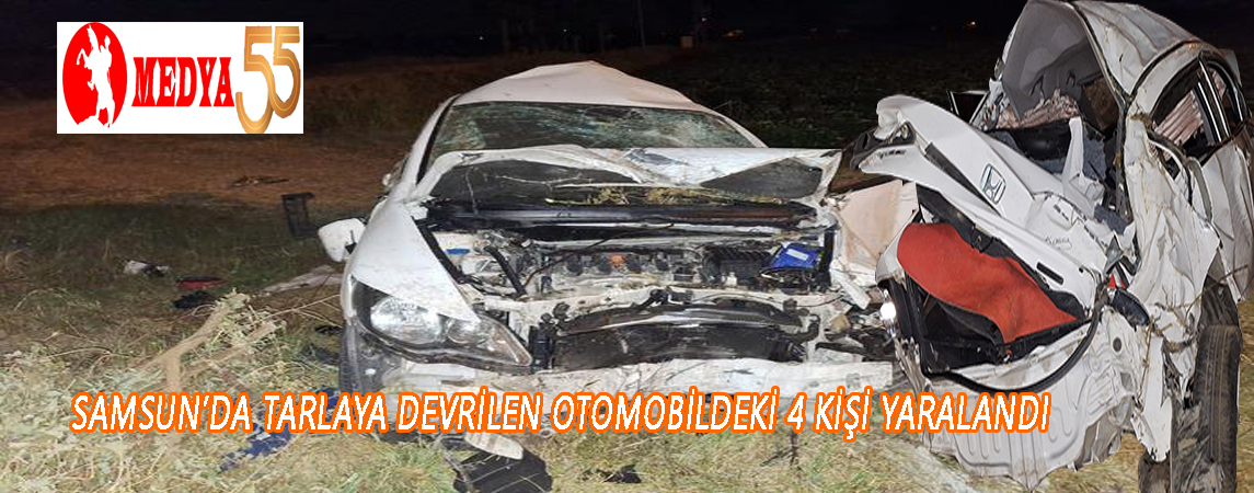 Samsun’da tarlaya devrilen otomobildeki 4 kişi yaralandı